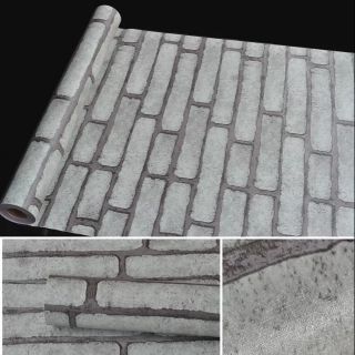 1 mét decal giấy dán tường gạch rêu xám khổ 45cm keo sẵn