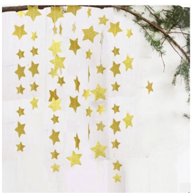 Dây Garland Ngôi Sao Dây Grand Ngôi Sao Dây Ngôi Sao dài 2m Dây cờ Tam Giác trang trí sinh nhật,  Banner Happy Birthday