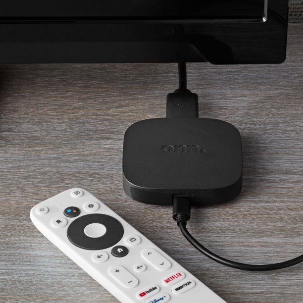 Android TV Box ONN TV Streaming, Android 10 chính chủ, Điều khiển giọng nói Bluetooth, Chứng chỉ Chrome cast, Netflix