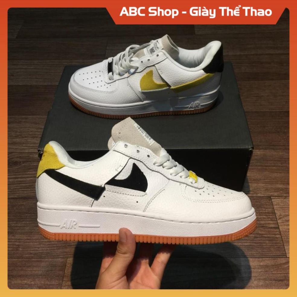 [FreeShip+ Hàng Xịn] Giày Thể Thao AF1 Gót Đen Vàng, Giày Sneaker Air one Fore vàng đen kem trắng thấp