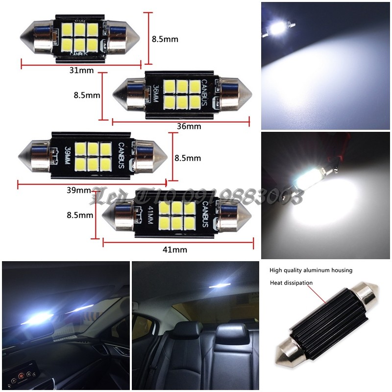 (1 bóng) Led trần ô tô siêu bền siêu sáng - Led Festoon 6smd 3030