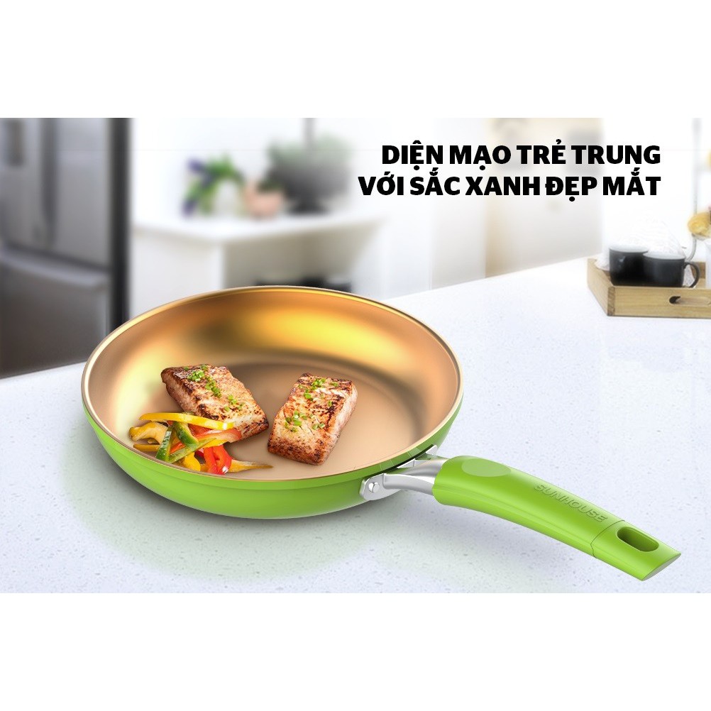 Cặp chảo chống dính đáy từ SUNHOUSE SHG112026MGC