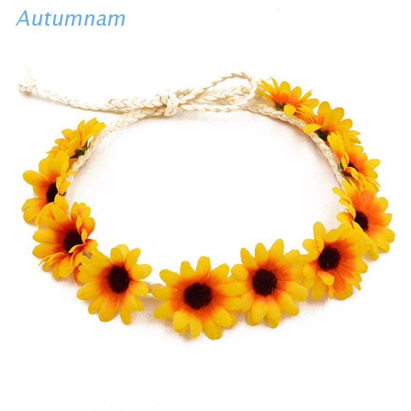 Vòng hoa hướng dương đội đầu cho cô dâu