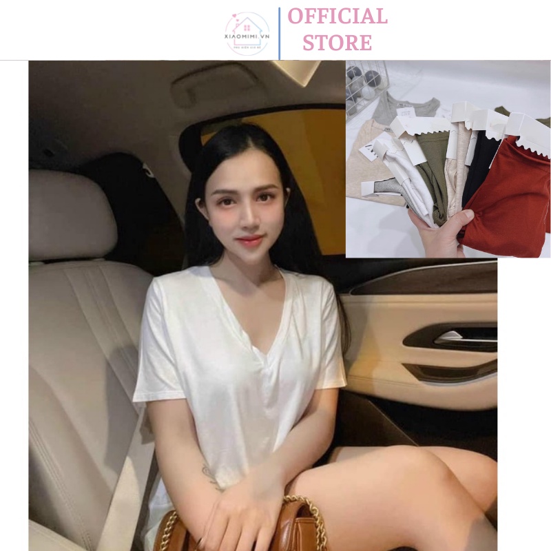 Áo thun nữ 6 màu muối tiêu chất phông 𝐙.𝐀.𝐑.𝐀 cổ tim Xiao mimi M1.001