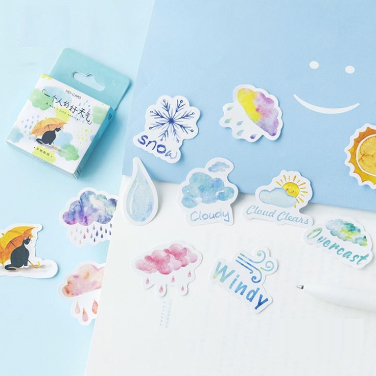 Hộp 45 Miếng Dán Sticker Trang Trí Thời Tiết