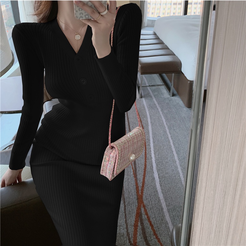 [Choé Store] Váy len body, váy len tăm cổ 3 phân, dáng ôm qua gối, chất len dày dặn [HÀNG CÓ SẴN] | BigBuy360 - bigbuy360.vn