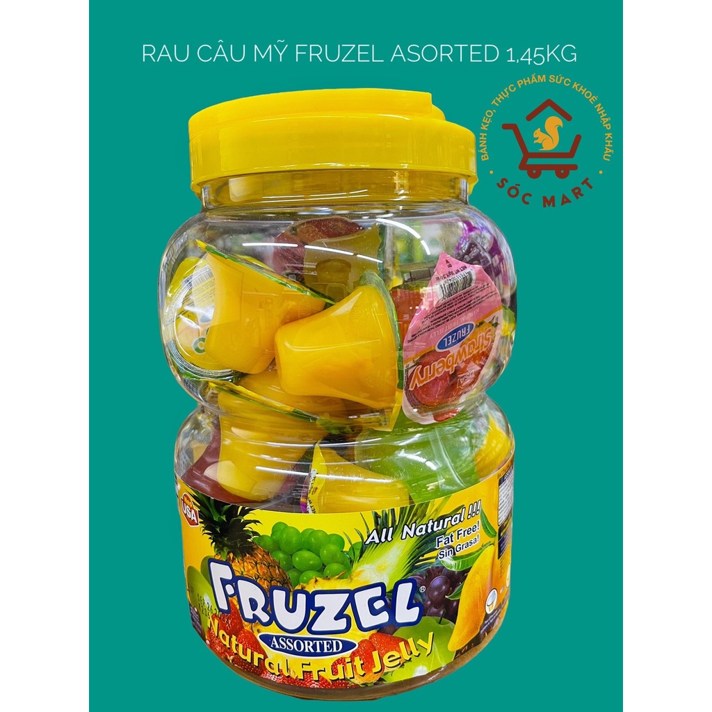 Thạch rau câu hoa quả FRUZEL⚡ SIÊU NGON ⚡ Rau Câu Trái Cây Fruzel Assorted 1.45KG, Xuất xứ Mỹ