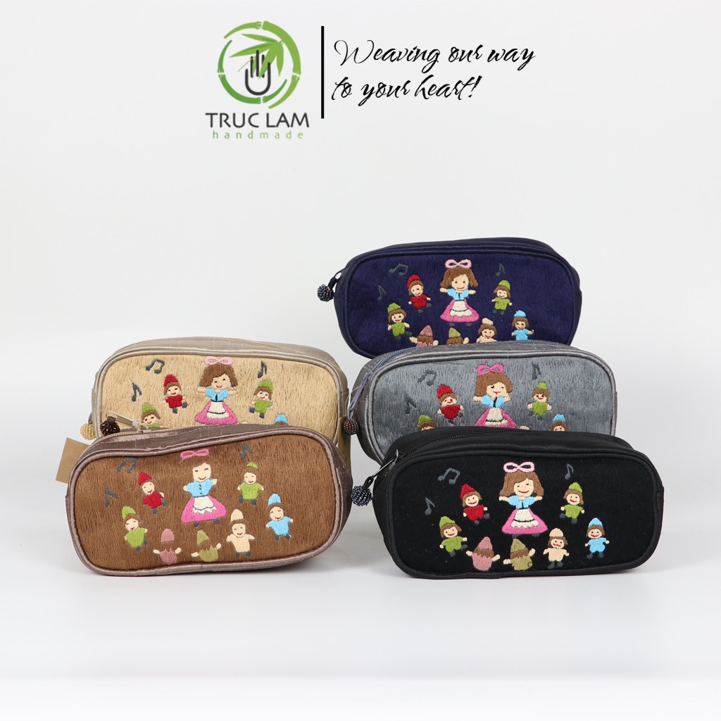 Túi Đựng Bút Vải Tafta Họa Tiết Thêu Tay Nhiều Màu Sắc – Trúc Lâm Handmade