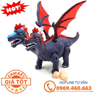 Chơi khủng long 2 đầu cao cấp cho bé. đồ chơi khủng long 2 đầu có cánh, biết kêu, biết đẻ trứng...