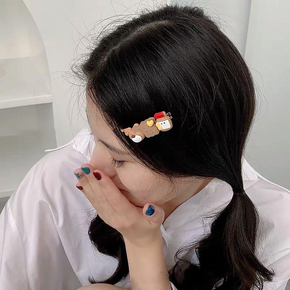 Kẹp Tóc Hình Bánh Quy / Gấu Hoạt Hình Dễ Thương Cho Nữ