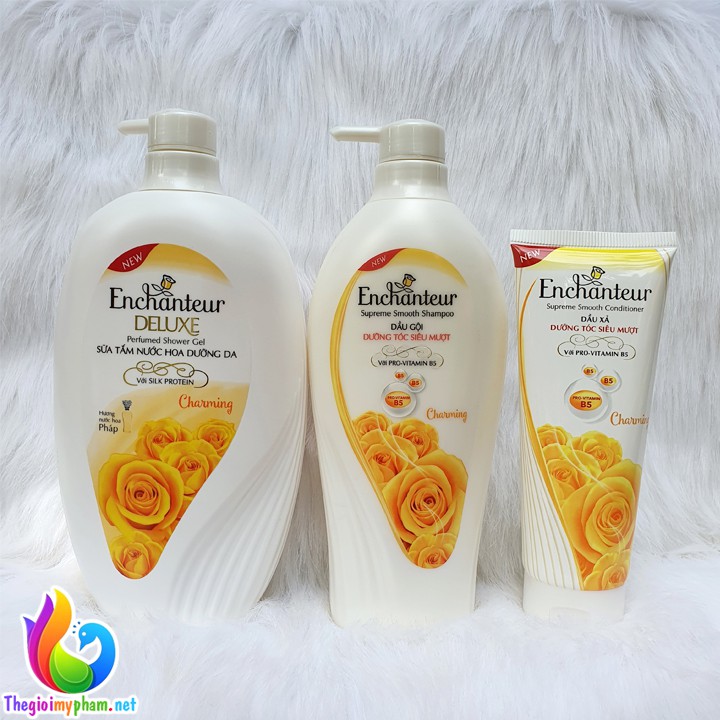 Combo Sữa Tắm Hương Nước Hoa Enchanteur Charming 900g + Dầu Gội 650g - Tặng Dầu Xả 170g