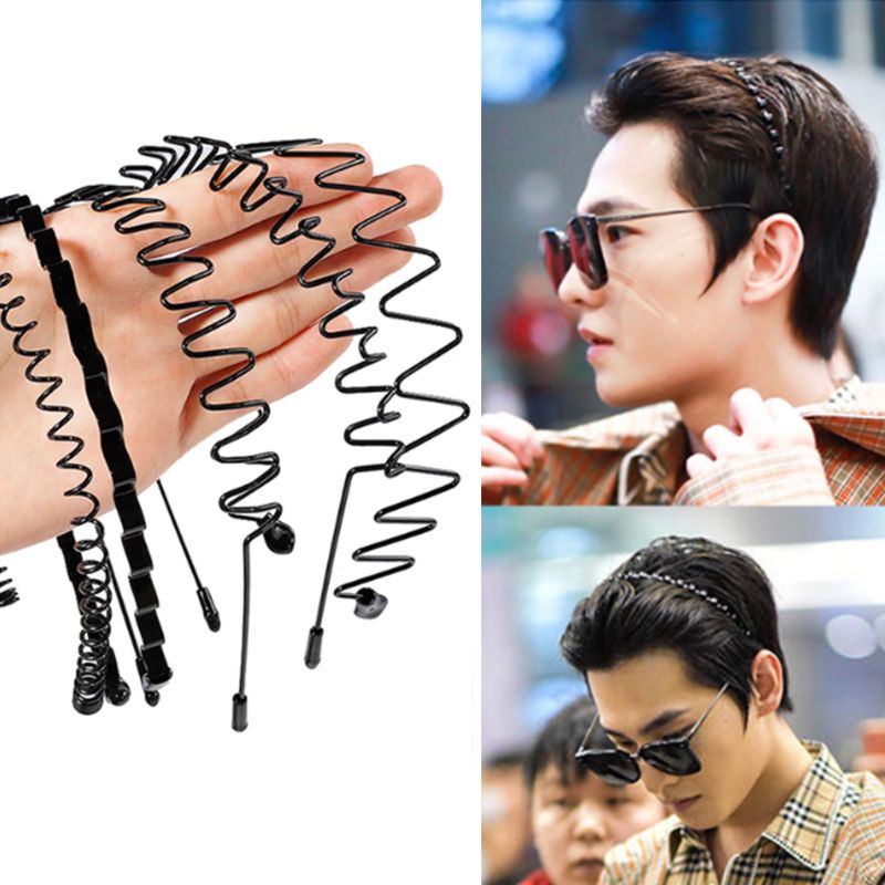 Set 5 băng đô cài tóc bằng nhựa kim loại màu đen nhiều kiểu dáng cho nam và nữ