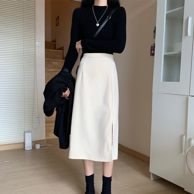 chân váy a xẻ cạnh, chân váy dài ulzzang | BigBuy360 - bigbuy360.vn