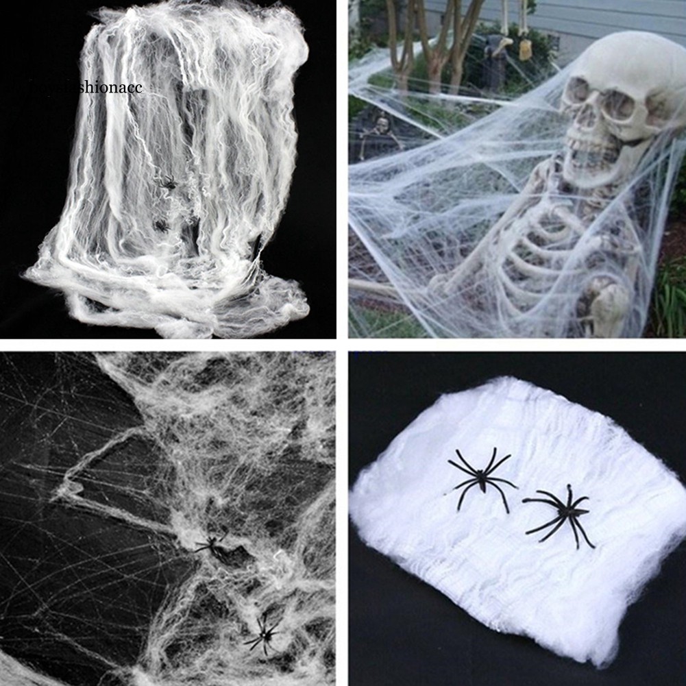 Phụ kiện mạng nhện nhân tạo trang trí halloween tùy chọn màu sắc
