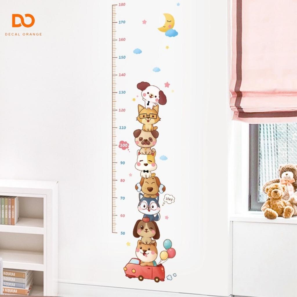 Decal dán tường thước đo chiều cao tinh nghịch, Giấy dán tường trang trí phòng ngủ tủ quần áo