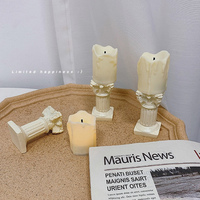 Chân Nến Điện Tử Để Bàn Phong Cách Retro Nghệ Thuật