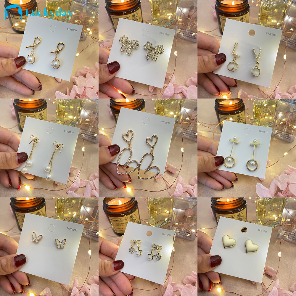 Bông tai thời trang tùy chọn kiểu dáng đính đá/ ngọc trai phong cách retro dành cho nữ