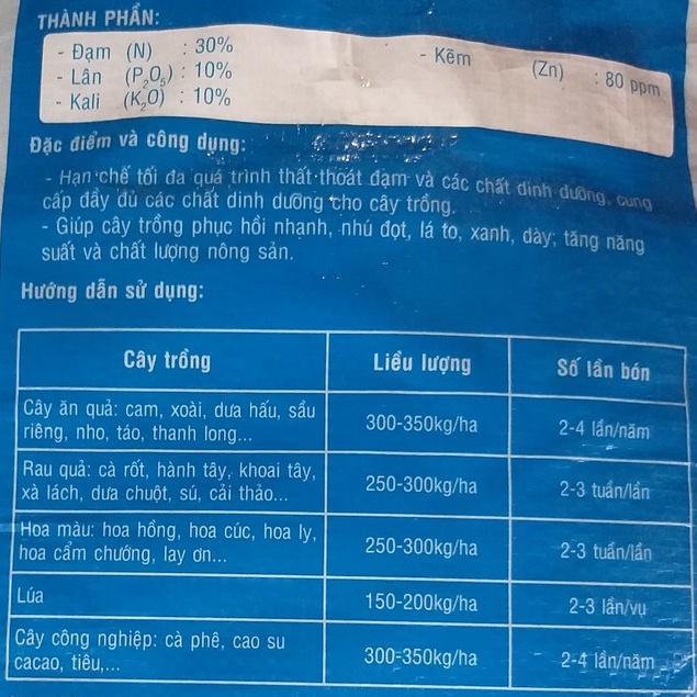 Phân bón NPK 30-10-10+TE Complex cao cấp , Chuyên bung chèo ra đọt, lá xanh dày
