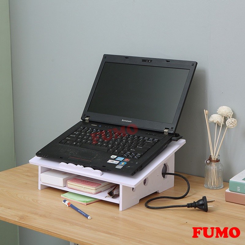 Giá đỡ laptop tản nhiệt kệ để máy tính bằng gỗ cao cấp tiện dụng FUMO SP018-SP019