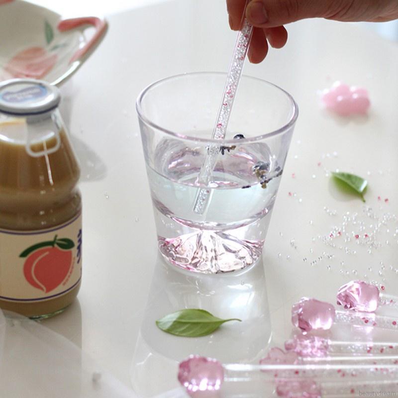 Que khuấy cà phê hình trái tim/ móng vuốt mèo/ ngôi sao bằng thủy tinh sáng bóng