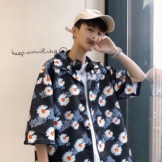  Áo sơ mi hoa cúc unisex form rộng cá tính