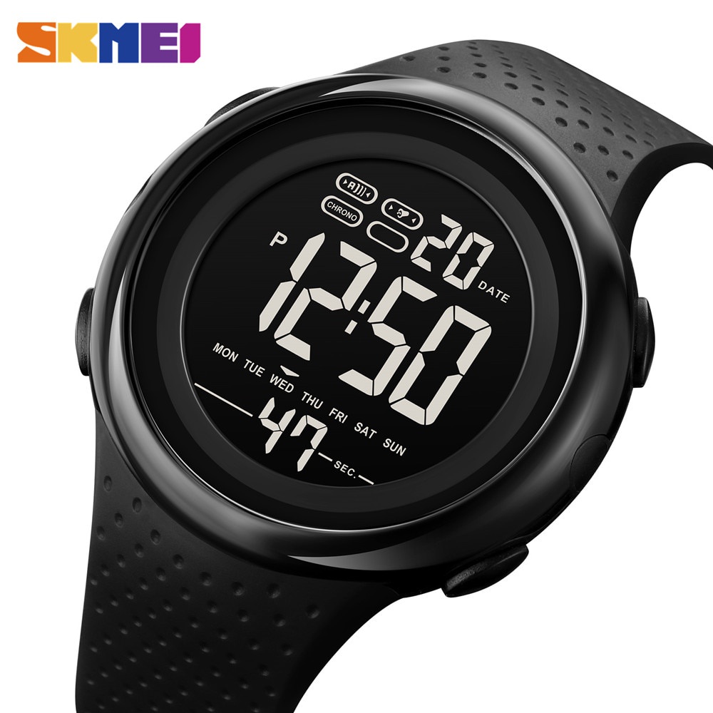 SKMEI Mens Watches Stopwatch Count Down Digital Wristwatch 5Bar Waterproof Sport Watch For Men