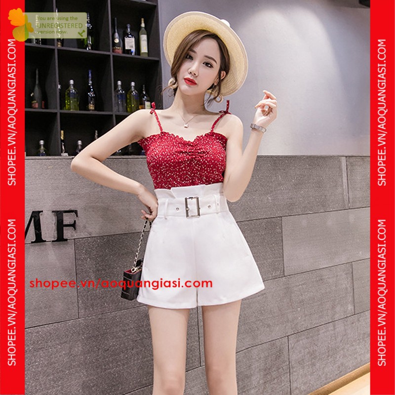 Quần Sooc Nữ Mix Khoen Vuông mt976 màu đen, trắng, size S, M, L aoquangiasi.com