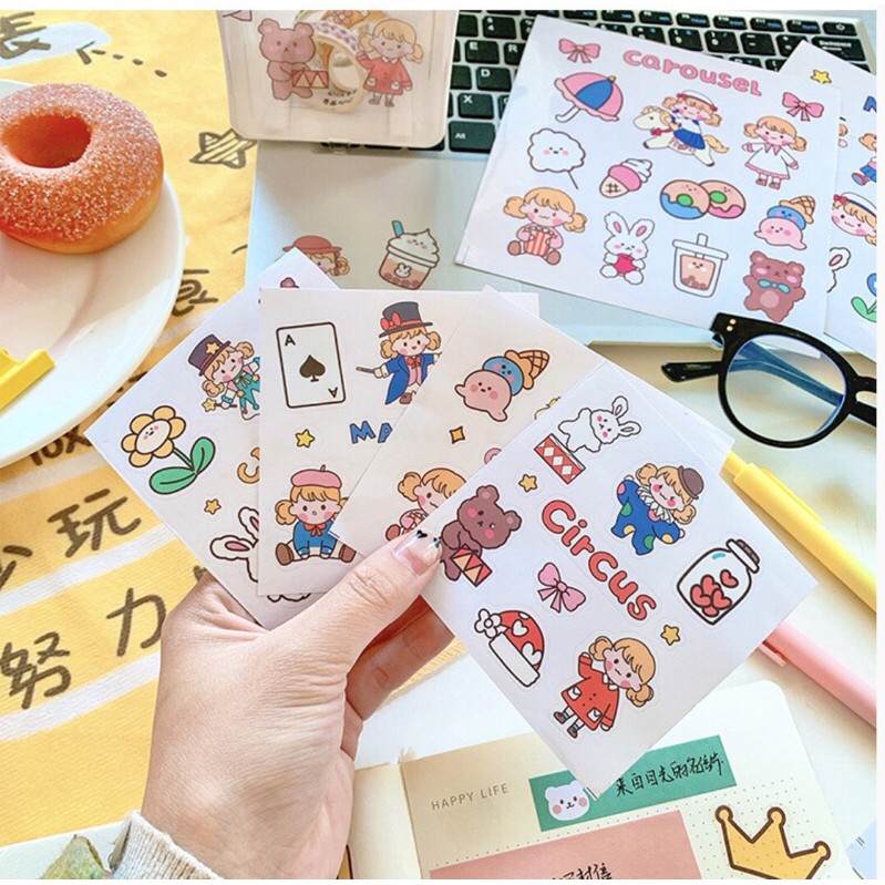 Sticker dán Circus trang trí điện thoại, cốc nước Zanmoo