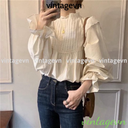 {vintagevn} Áo babydoll cánh tiên cài tay 2 màu 250 HIHISHOPHAHA | BigBuy360 - bigbuy360.vn