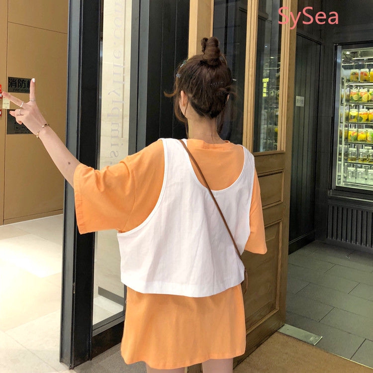 Set Áo Thun Ngắn Tay + Áo Khoác Sát Nách Thời Trang Dành Cho Nữ