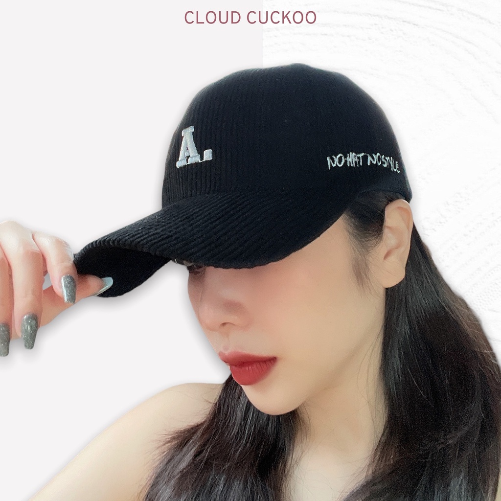 Mũ Lưỡi Trai Nhung Gân Tăm Thêu Chữ Siêu Xinh Ảnh Thật 100% Ạ - Mã Số: LT1606