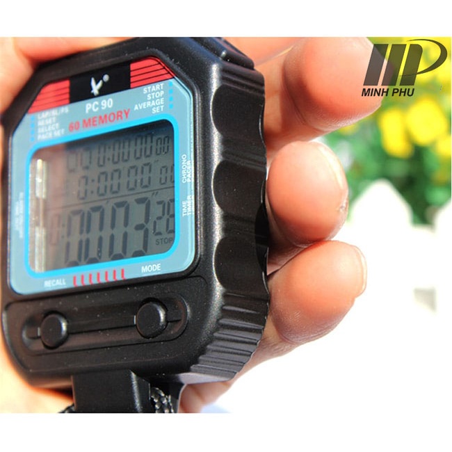 Đồng hồ bấm giờ thể thao PC90 60LAP ⚡ Đồng hồ bấm giây độ chính xác 1/100s - pin lithium siêu bền - bộ nhớ 60 LAP