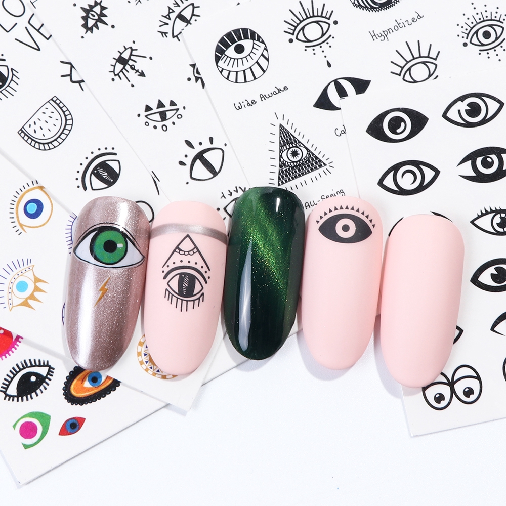 Tấm dán trang trí móng tay nghệ thuật in họa tiết mắt quỷ