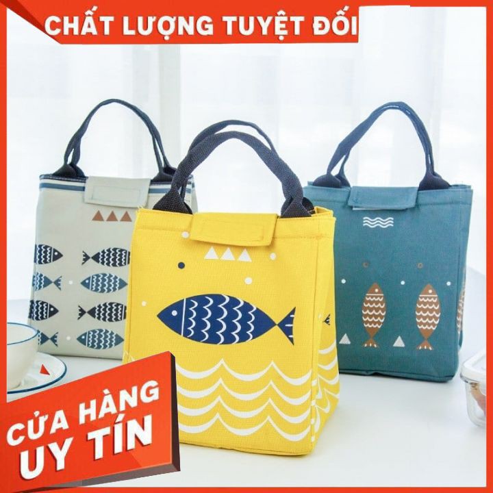 [XẢ KHO RẺ VÔ ĐỊCH] Túi Giữ Nhiệt Đựng Đồ Ăn Tiện Dụng Hình Cá Có Quai Xách Các Màu