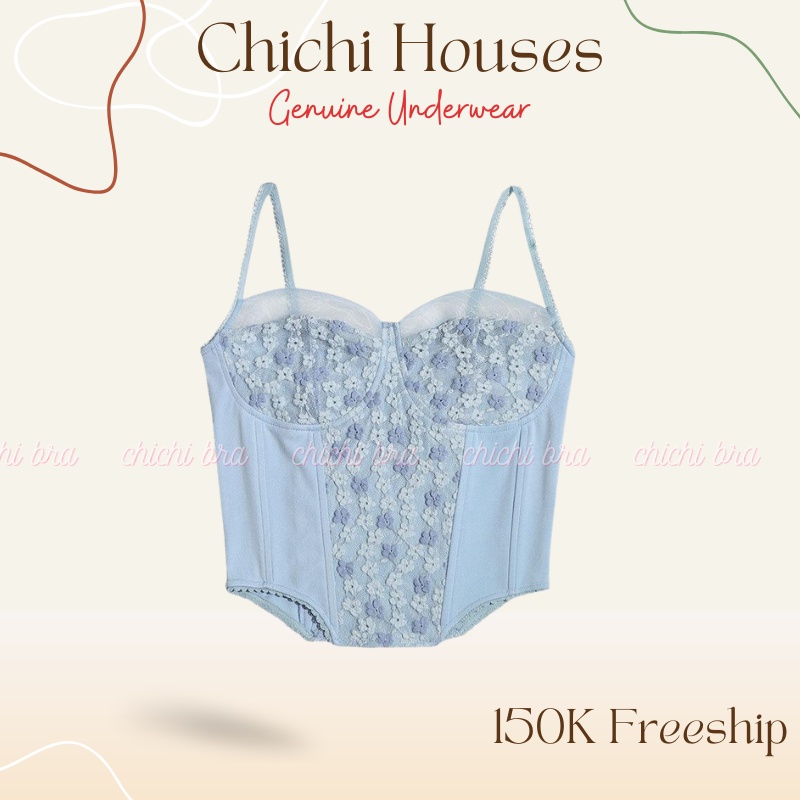 Áo bra ren sexy nữ 2 dây đẹp, Áo ngực nữ mút mỏng không gọng nâng ngực mặc thoải mái Chichi Bra 1923