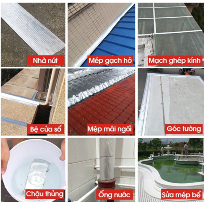 Băng keo chống thấm x2000 Nhật Bản chắc chắn, Giá tốt, chống thấm dột, dán tường, dán mái tôn kích thước 5x5và 5x10m