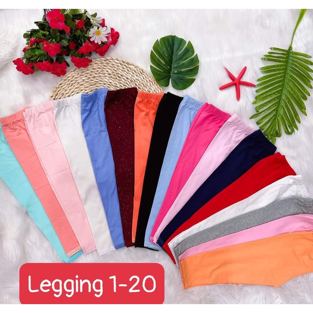 [VẢI XUẤT] SET 5 QUẦN LEGGING TRƠN PHỐI REN DÀI / LỬNG CHO BÉ GÁI