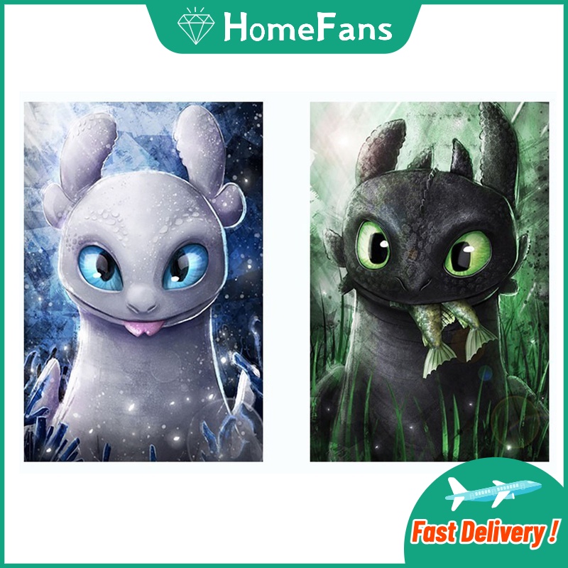 Bộ Tranh Đính Đá 5D Tự Làm 30 * 40cm Hình Rồng Hoạt Hình Trang Trí Nhà Cửa