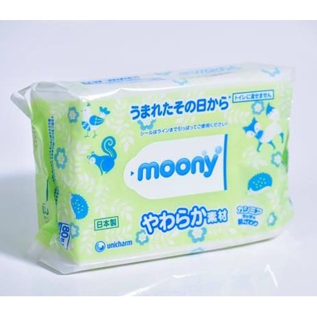 Khăn Giấy Ướt Moony - 80 tờ/ bịch [ Nhật Bản ]
