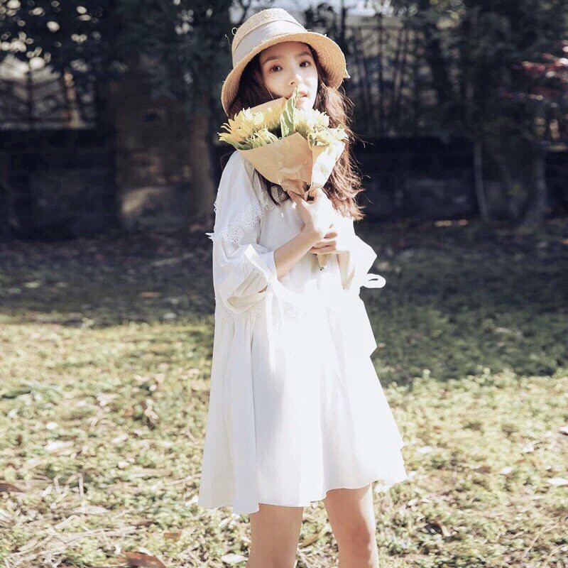 Đầm baby doll xô viền ren