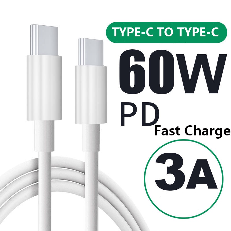 Fast Charger USB Type C to USB Type C Cable 60W PD QC 4.0 Quick Charge USB-C Cable For Samsung Galaxy S10 S9 Xiaomi Redmi