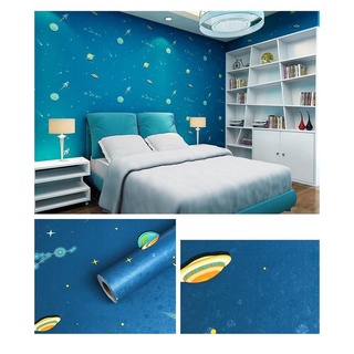 10m Giấy dán tường Vũ trụ xanh có sẵn keo khổ rộng 45cm