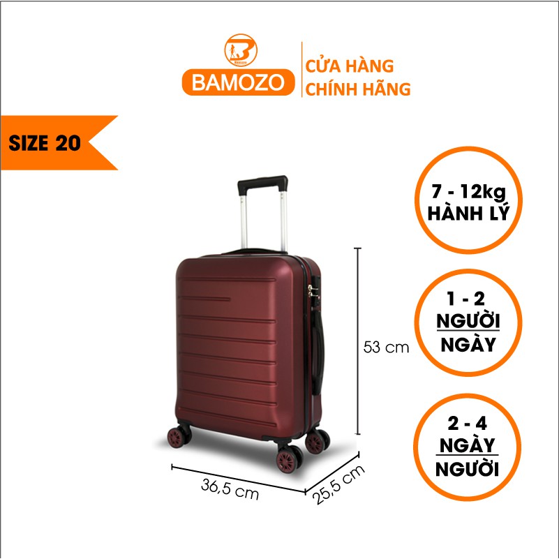 [BẢO HÀNH 5 NĂM] Vali du lịch Bamozo 8818 Size 20" - Kéo Nhựa Cao Cấp-Chống Va Đập-Size xách tay - Viuviu