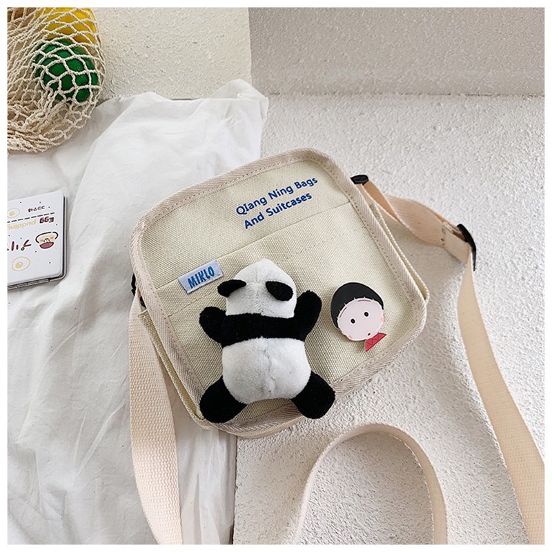 Túi Đeo Chéo Canvas Dáng Vuông Nhỏ Thời Trang Trẻ Trung Cho Nữ