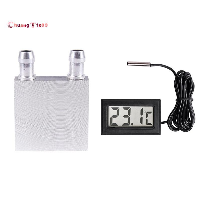 40X40X12Mm Aluminum Water Liquid Cooler Block Heatsink for Computer CPU Radiator with New Digital LCD  Temperature Gauge Probe Sensor -50°C TO +110°C Range