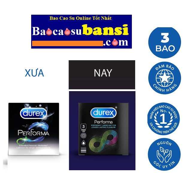 Bộ 5 Hộp 3 Cái Durex Performa Giá Chính Hãng 100%, Shopsuckhoe0982070701 Phân Phối Sĩ Toàn Quốc