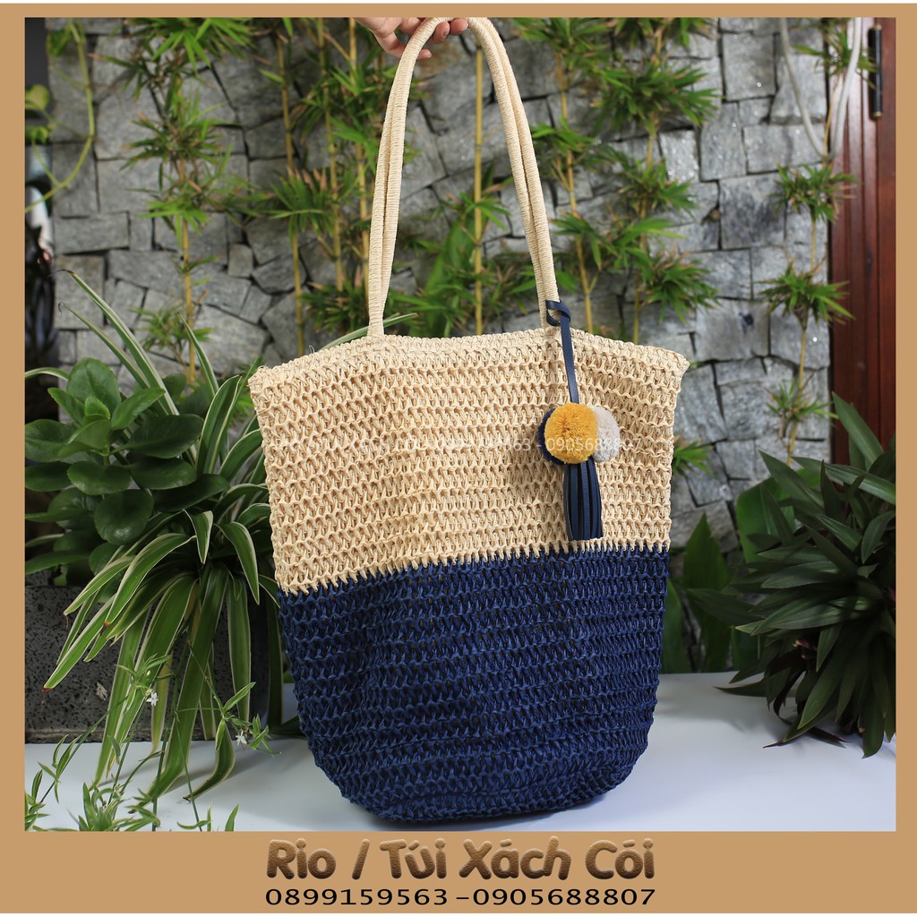 Túi cói vuông 2 màu
