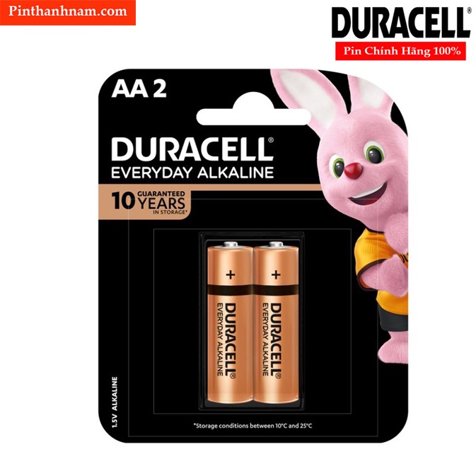 Pin AA Duracell tiểu alkaline 1.5v vỉ 2 viên chính hãng