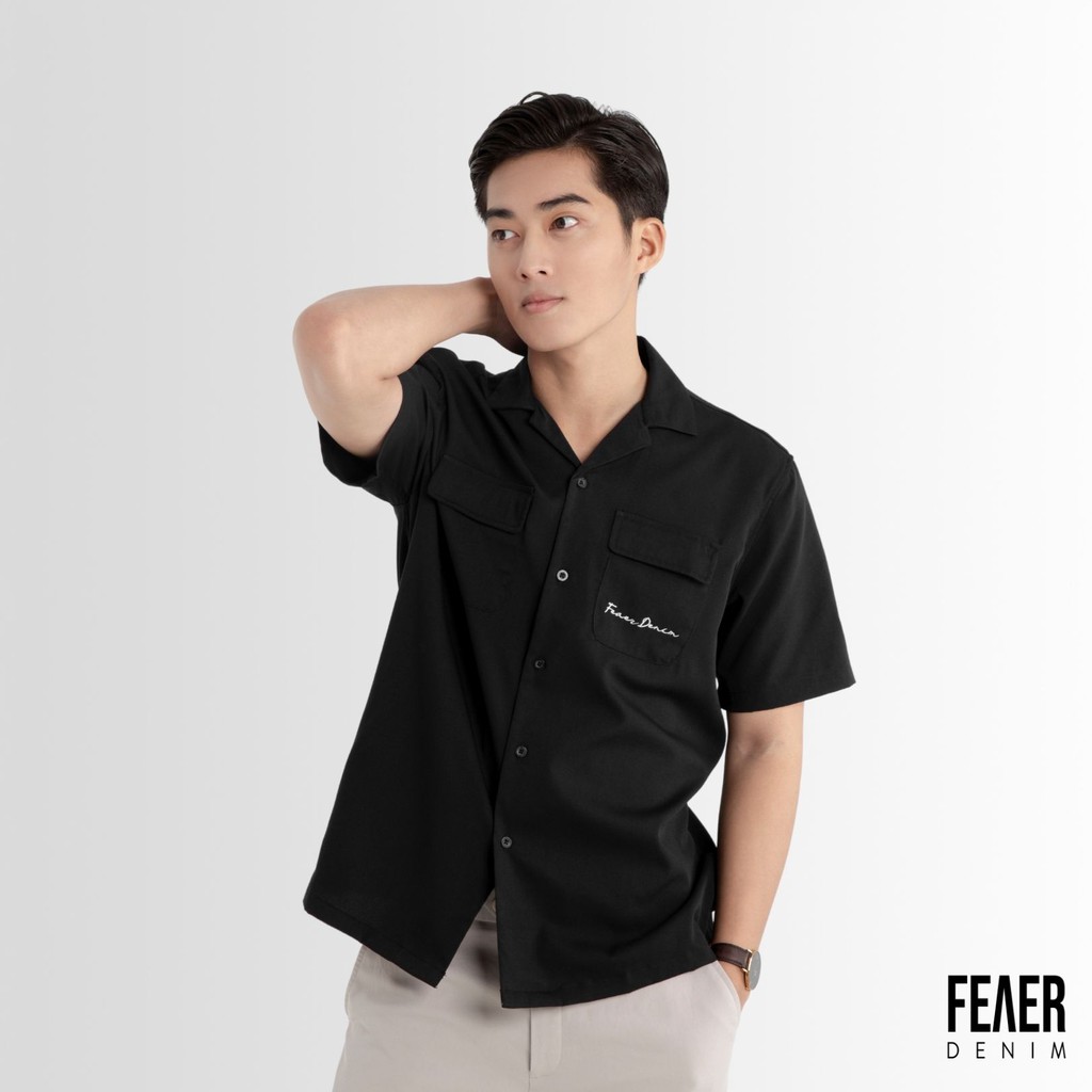 Áo sơ mi nam họa tiết Feaer DENIM chất linen Spandex Max - MÀU ĐEN | BigBuy360 - bigbuy360.vn