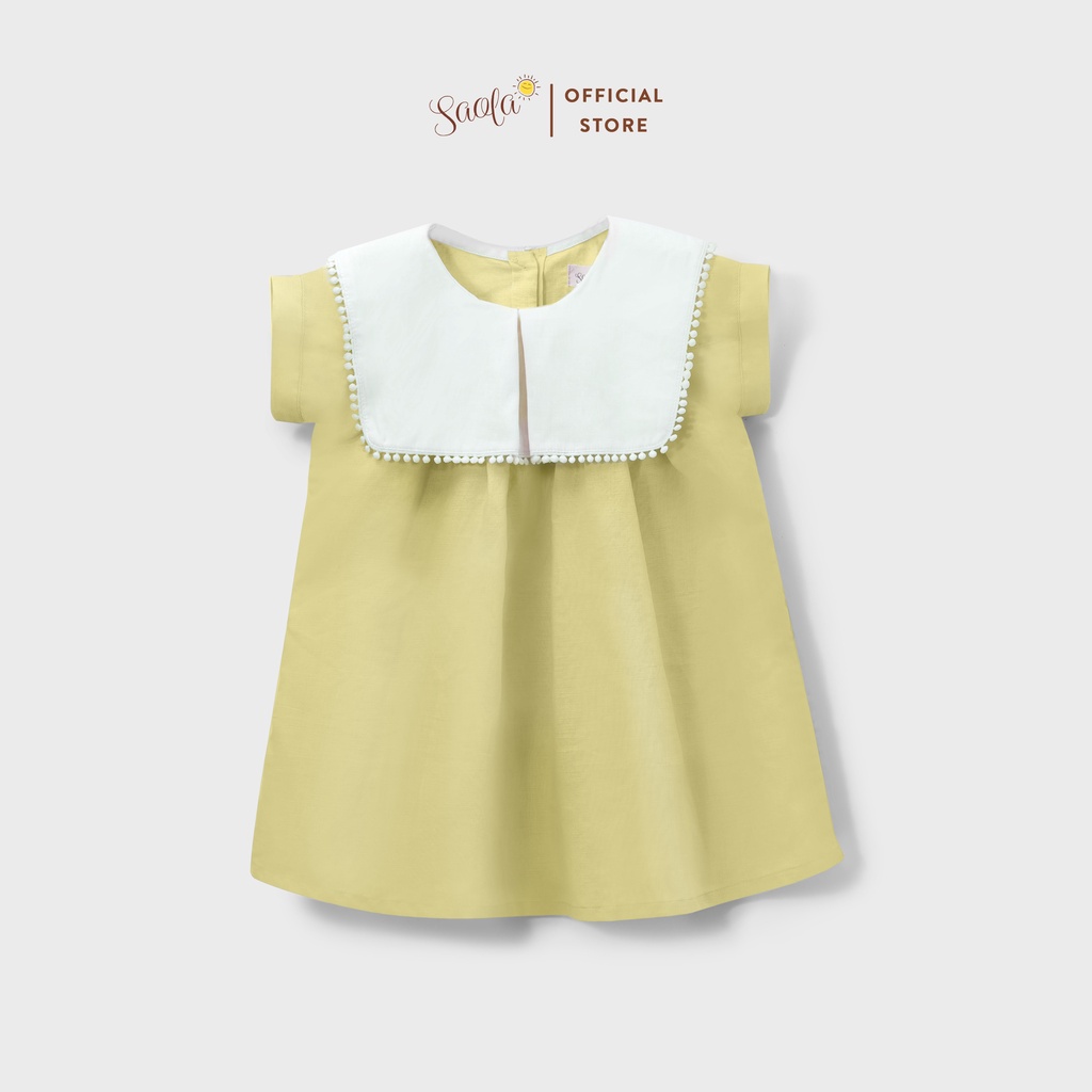 Đầm/ Váy Bé Gái BabyDoll Cổ Vuông Viền Ren Chất Liệu Linen Thoáng Mát - ALULA DRESS - DRL002 - SAOLA KIDS CLOTHING